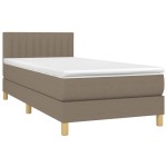 vidaXL Pat cu arcuri, saltea și LED, gri taupe, 90x200 cm, textil