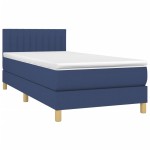 vidaXL Pat cu arcuri, saltea și LED, albastru, 90x200 cm, textil