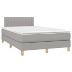 vidaXL Pat cu arcuri, saltea și LED, gri deschis, 120x200 cm, textil