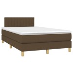 vidaXL Pat cu arcuri, saltea și LED, maro închis, 120x200 cm, textil vidaXL Pat cu arcuri, saltea și LED, maro închis, 120x200 cm, textil