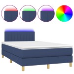 vidaXL Pat cu arcuri, saltea și LED, albastru, 120x200 cm, textil vidaXL Pat cu arcuri, saltea și LED, albastru, 120x200 cm, textil