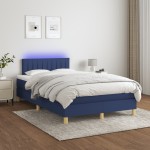 vidaXL Pat cu arcuri, saltea și LED, albastru, 120x200 cm, textil vidaXL Pat cu arcuri, saltea și LED, albastru, 120x200 cm, textil