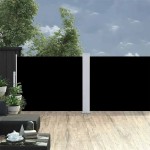 vidaXL Copertină laterală retractabilă de terasă, negru, 140 x 1200 cm vidaXL Copertină laterală retractabilă de terasă, negru, 140 x 1200 cm