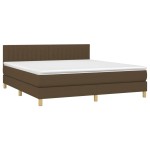 vidaXL Pat cu arcuri, saltea și LED, maro închis, 160x200 cm, textil vidaXL Pat cu arcuri, saltea și LED, maro închis, 160x200 cm, textil