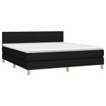 vidaXL Pat cu arcuri, saltea și LED, negru, 180x200 cm, textil