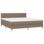 vidaXL Pat cu arcuri, saltea și LED, gri taupe, 180x200 cm, textil