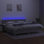 vidaXL Pat cu arcuri, saltea și LED, gri deschis, 200x200 cm, textil