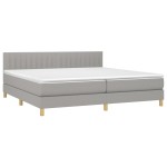vidaXL Pat cu arcuri, saltea și LED, gri deschis, 200x200 cm, textil