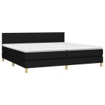 vidaXL Pat cu arcuri, saltea și LED, negru, 200x200 cm, textil