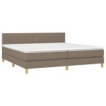 vidaXL Pat cu arcuri, saltea și LED, gri taupe, 200x200 cm, textil