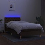 vidaXL Pat cu arcuri, saltea și LED, maro închis, 80x200 cm, textil