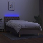 vidaXL Pat cu arcuri, saltea și LED, gri taupe, 80x200 cm, textil