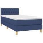 vidaXL Pat cu arcuri, saltea și LED, albastru, 80x200 cm, textil