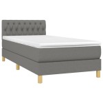 vidaXL Pat cu arcuri, saltea și LED, gri închis, 90x190 cm, textil