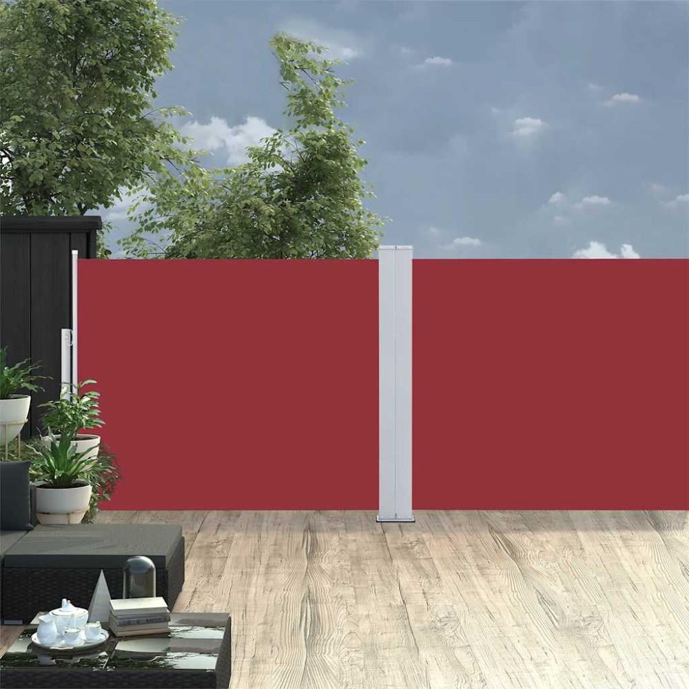 vidaXL Copertină laterală retractabilă de terasă, roșu, 140 x 1200 cm