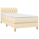 vidaXL Pat cu arcuri, saltea și LED, crem, 90x190 cm, textil