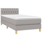 vidaXL Pat cu arcuri, saltea și LED, gri deschis, 90x200 cm, textil vidaXL Pat cu arcuri, saltea și LED, gri deschis, 90x200 cm, textil