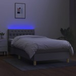 vidaXL Pat cu arcuri, saltea și LED, gri deschis, 90x200 cm, textil vidaXL Pat cu arcuri, saltea și LED, gri deschis, 90x200 cm, textil