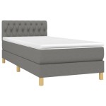 vidaXL Pat cu arcuri, saltea și LED, gri închis, 90x200 cm, textil