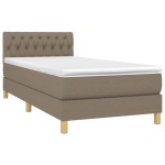vidaXL Pat cu arcuri, saltea și LED, gri taupe, 90x200 cm, textil