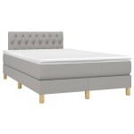 vidaXL Pat cu arcuri, saltea și LED, gri deschis, 120x200 cm, textil