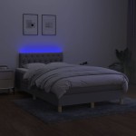 vidaXL Pat cu arcuri, saltea și LED, gri deschis, 120x200 cm, textil