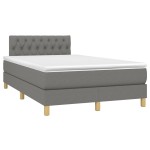 vidaXL Pat cu arcuri, saltea și LED, gri închis, 120x200 cm, textil