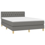 vidaXL Pat cu arcuri, saltea și LED, gri închis, 140x200 cm, textil vidaXL Pat cu arcuri, saltea și LED, gri închis, 140x200 cm, textil