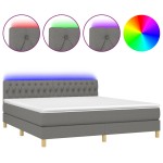 vidaXL Pat cu arcuri, saltea și LED, gri închis, 160x200 cm, textil vidaXL Pat cu arcuri, saltea și LED, gri închis, 160x200 cm, textil