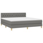 vidaXL Pat cu arcuri, saltea și LED, gri închis, 160x200 cm, textil vidaXL Pat cu arcuri, saltea și LED, gri închis, 160x200 cm, textil