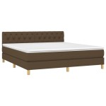vidaXL Pat cu arcuri, saltea și LED, maro închis, 160x200 cm, textil vidaXL Pat cu arcuri, saltea și LED, maro închis, 160x200 cm, textil