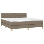 vidaXL Pat cu arcuri, saltea și LED, gri taupe, 160x200 cm, textil