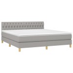 vidaXL Pat cu arcuri, saltea și LED, gri deschis, 180x200 cm, textil