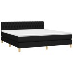 vidaXL Pat cu arcuri, saltea și LED, negru, 180x200 cm, textil