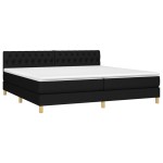 vidaXL Pat cu arcuri, saltea și LED, negru, 200x200 cm, textil