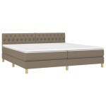 vidaXL Pat cu arcuri, saltea și LED, gri taupe, 200x200 cm, textil