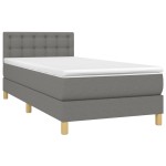vidaXL Pat cu arcuri, saltea și LED, gri închis, 90x190 cm, textil