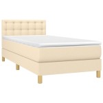 vidaXL Pat cu arcuri, saltea și LED, crem, 90x190 cm, textil