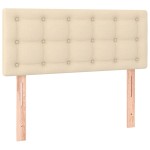 vidaXL Pat cu arcuri, saltea și LED, crem, 90x190 cm, textil