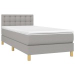 vidaXL Pat cu arcuri, saltea și LED, gri deschis, 90x200 cm, textil vidaXL Pat cu arcuri, saltea și LED, gri deschis, 90x200 cm, textil