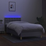 vidaXL Pat cu arcuri, saltea și LED, gri deschis, 90x200 cm, textil vidaXL Pat cu arcuri, saltea și LED, gri deschis, 90x200 cm, textil