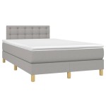 vidaXL Pat cu arcuri, saltea și LED, gri deschis, 120x200 cm, textil