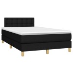 vidaXL Pat cu arcuri, saltea și LED, negru, 120x200 cm, textil