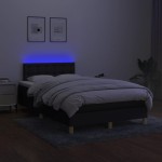 vidaXL Pat cu arcuri, saltea și LED, negru, 120x200 cm, textil