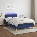 vidaXL Pat cu arcuri, saltea și LED, albastru, 120x200 cm, textil vidaXL Pat cu arcuri, saltea și LED, albastru, 120x200 cm, textil