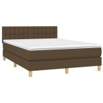 vidaXL Pat cu arcuri, saltea și LED, maro închis, 140x190 cm, textil vidaXL Pat cu arcuri, saltea și LED, maro închis, 140x190 cm, textil