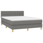 vidaXL Pat cu arcuri, saltea și LED, gri închis, 140x200 cm, textil vidaXL Pat cu arcuri, saltea și LED, gri închis, 140x200 cm, textil
