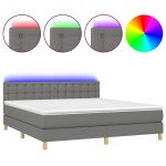 vidaXL Pat cu arcuri, saltea și LED, gri închis, 160x200 cm, textil vidaXL Pat cu arcuri, saltea și LED, gri închis, 160x200 cm, textil