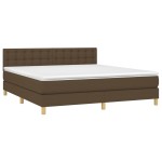 vidaXL Pat cu arcuri, saltea și LED, maro închis, 160x200 cm, textil vidaXL Pat cu arcuri, saltea și LED, maro închis, 160x200 cm, textil