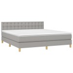 vidaXL Pat cu arcuri, saltea și LED, gri deschis, 180x200 cm, textil